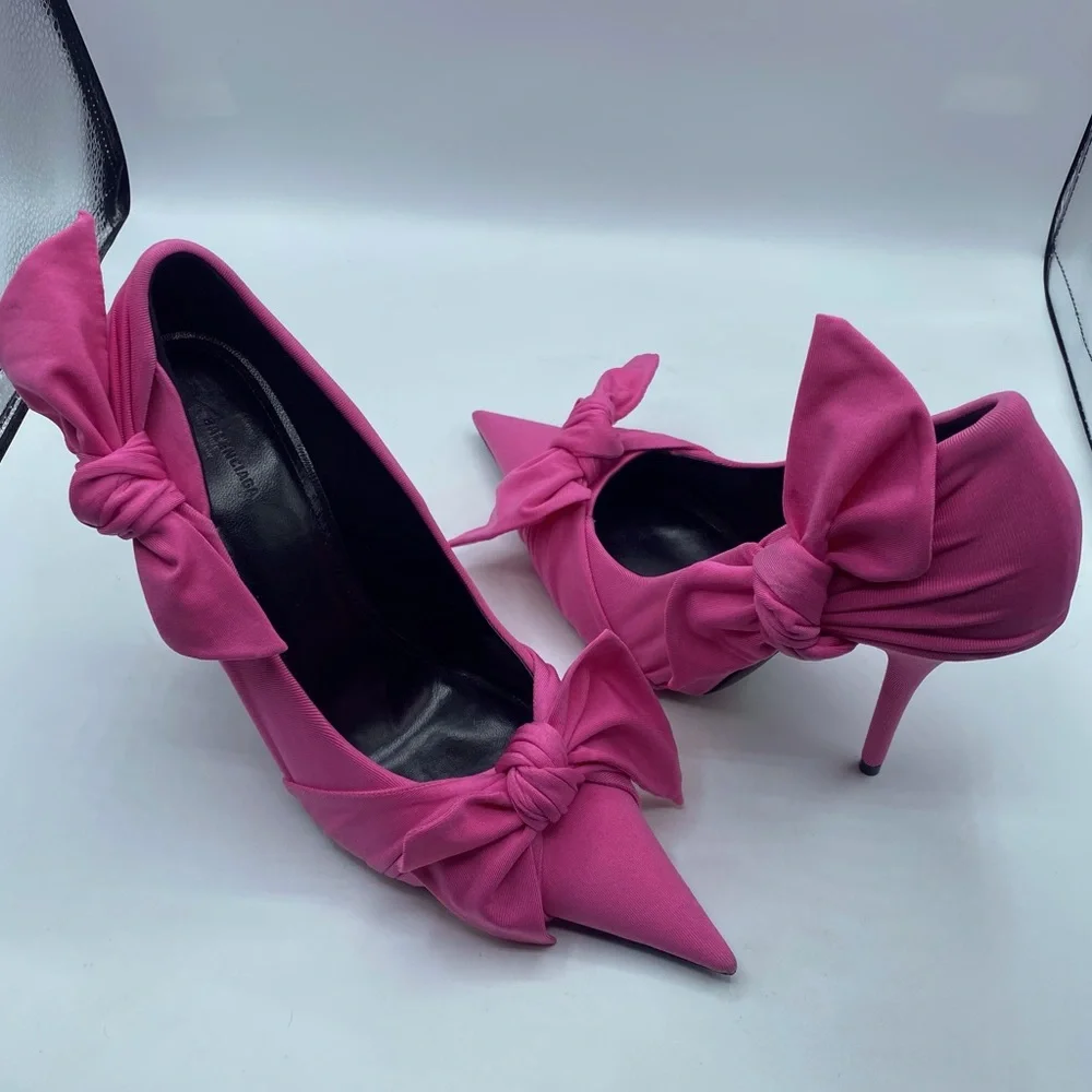 Balenciaga Knife Pointed Toe Knot Pink Pumps